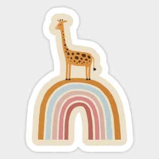 Giraffe and rainbow art illustration Sticker